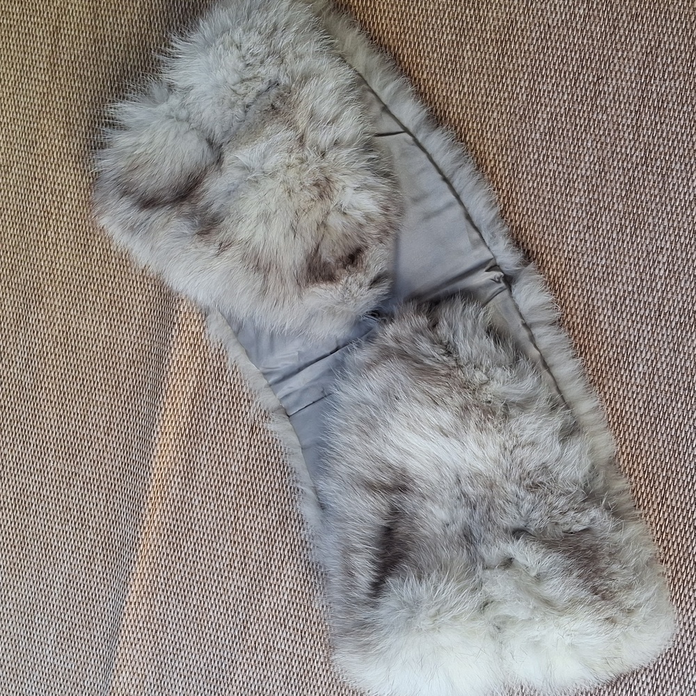 Luxurious Gray Fur Shoulder Wrap Scarf Scarf